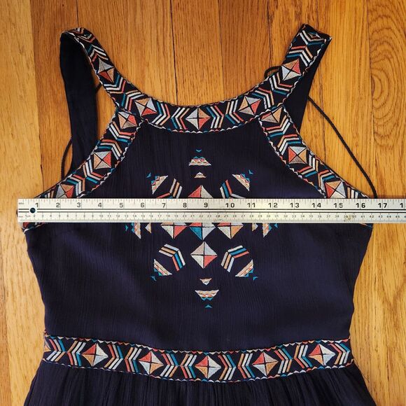 Cupcakes & Cashmere Kerrine Unique Colorful Navy Embroidered Maxi Dress Size 8 - Picture 11 of 14